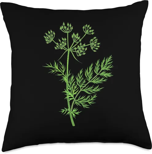 Vista 4 de Verde Hierba Planta Retro Vintage Dibujo Arte - Almohada de tiro de alcaravea