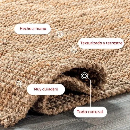 Vista 6 de nuLOOM - Alfombra Ashli tejida a mano, natural, 9'6" x 13'6", estilo granja, de yute, suave y texturizada, alta resistencia al tráfico, resistente a