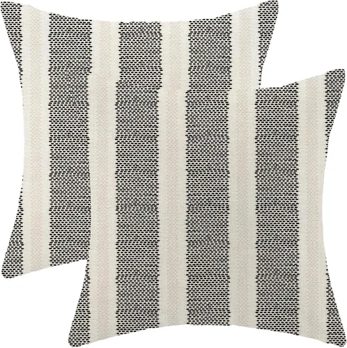 Vista 65 de Fundas de cojín en blanco y negro 16x16 Juego de 2 Fundas de cojín geométricas abstractas de arte moderno de línea Modernas estilo minimalista