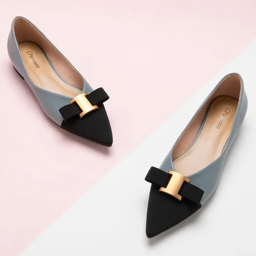 Vista 2 de C.Paravano Zapatos planos para mujer I Flat para mujer de cuero I puntiagudo I zapatos planos de ballet para mujer I Slip on Dressy Flats