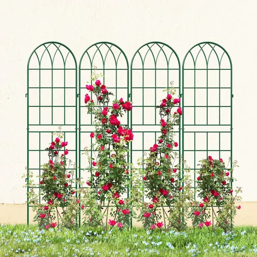 Vista 12 de Paquete de 3 enrejados de metal de 59 x 16 pulgadas para plantas trepadoras, enrejado grande para plantas trepadoras al aire libre, rosas, verduras