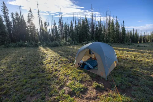 Vista 7 de Big Agnes Echo Park - Saco de dormir extra espacioso de lujo, 0°/25°/35° - Sistema de sujeción Padlok para acoplamiento de colchón de dormir