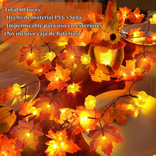 Vista 9 de Temporizador y paquete de 3 guirnaldas de otoño con luces de calabaza 60