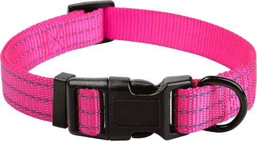 Vista 16 de Mile High Life - Collar para perro con rayas reflectantes 3M y correa de nailon, rojo, azul, verde, morado y rosa