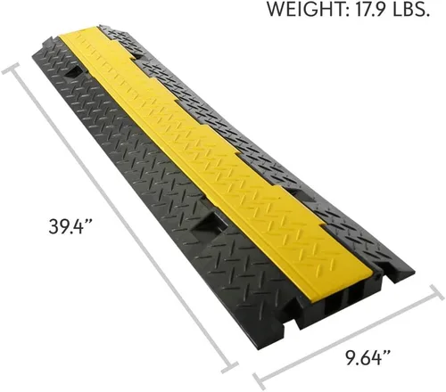 Vista 7 de Pyle Cubierta protectora de cable duradera para rampa, soporta 44000 libras, protección de cable resistente de doble canal con cubierta superior