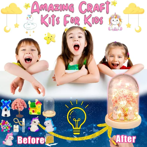 Vista 2 de YOFUN Make Your Own Unicorn Night Light - Kit de manualidades para niños, artes y manualidades, luz nocturna, para niñas de 4 a 9 años, regalos