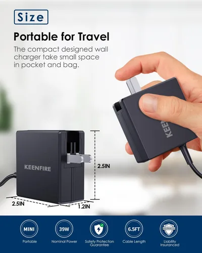 Vista 6 de Adaptador de CA plegable para Nintendo Switch y Switch Lite Switch Cargador OLED, fuente de alimentación, enchufe de modo TV Dock de 6.5 pies, cable