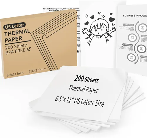 Vista 11 de 4 rollos de papel para impresora térmica de 8.5 x 11 pulgadas, tamaño carta de EE. UU., impresión duradera de alta eficiencia para fotos o trabajo