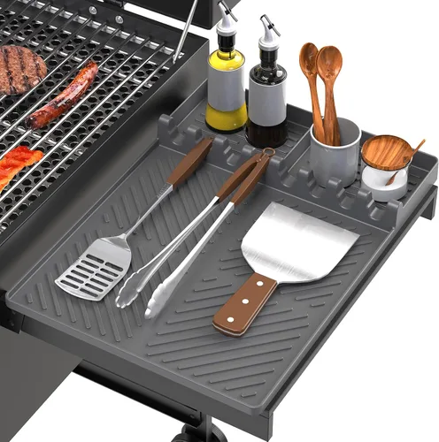 Vista 8 de Alfombrilla de parrilla de silicona compatible con Blackstone, herramientas de plancha de silicona con almohadilla para goteo, alfombrilla