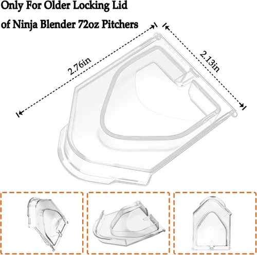 Vista 2 de Tapa de repuesto compatible con tapa de licuadora Ninja de 72 onzas, tapa de tapa para licuadora Ninja Blender Square Top Pitcher, compatible