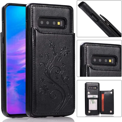 Vista 3 de Funda de teléfono para Samsung Galaxy S10 Plus con protector de pantalla de vidrio templado y tarjetero con soporte para tarjetero, accesorios