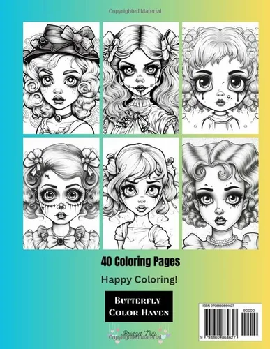 Vista 2 de Zombie Cuties Coloring Book An Adult Zombie Coloring Book 40 Spooky- Creepy Images, Halloween, Relaxing Coloring Pages By Butterfly Color Haven
