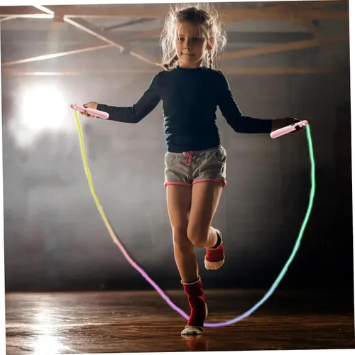 Vista 3 de Cuerda de saltar para niños, cuerda de saltar para niños y adultos, LED brillante ajustable que salta colorido y luminoso para fitness