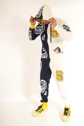 Vista 5 de SCREENSHOT Pantalones de forro polar 3202 Streetwear Urban Fit - Pantalones deportivos apilados con cordón de banda de basura acanalada