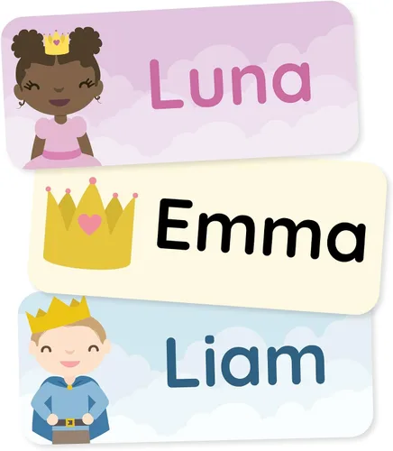 Vista 20 de Etiquetas de nombre personalizadas para niños (60) – Adhesivos personalizados impermeables y duraderos para ropa, guardería, oficina y suministros