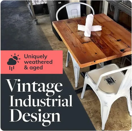 Vista 5 de Mesa de madera recuperada, pieza de madera reciclada rústica perfecta para cocinas, comedor y mesas auxiliares