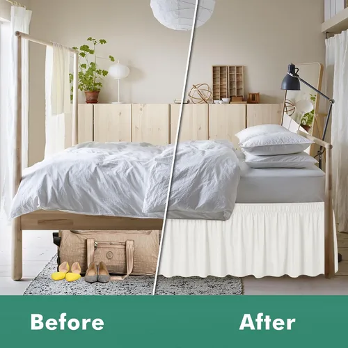 Vista 16 de Biscaynebay Faldas de cama envolventes con esquinas divididas para camas Twin/Twin XL de 15 pulgadas de caída, volantes de polvo elásticos Negro