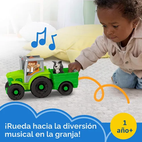 Vista 2 de Fisher-Price Little People Push & Play Tractor, Ages 1+