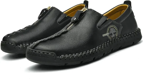 Vista 7 de Shaire Zapatos casuales de cuero sin cordones para hombre, zapatos cómodos y transpirables para caminar para hombres