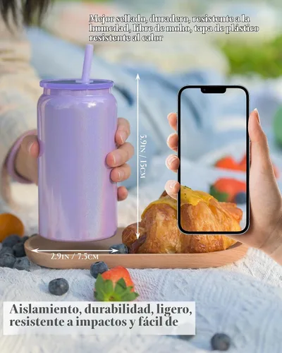 Vista 2 de Paquete de 6 vasos de 16 onzas, vaso aislado con popote, vaso de café