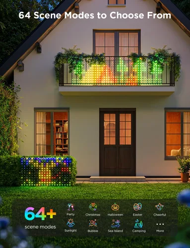 Vista 5 de Govee Luces de red para exteriores, 2.8 x 4.7 pies con funciones RGBIC