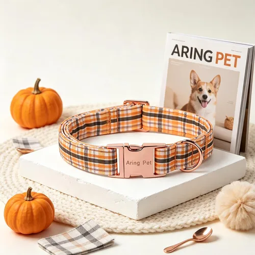 Vista 243 de Aring Pet Collar de algodón, ligero y ajustable, con hebilla de liberación rápida, para perros pequeños, medianos y grandes, para cachorros, S, Hoja