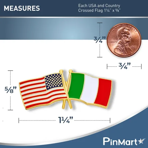 Vista 136 de PinMart Pin de solapa esmaltado con bandera de la amistad cruzada de Estados Unidos y el mundo