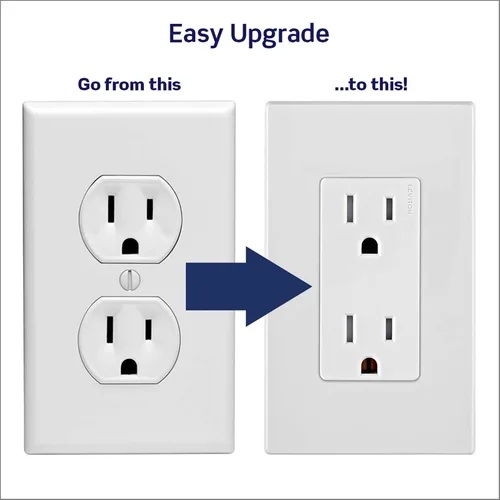 Vista 7 de Leviton Lever Edge - Tomacorriente de pared dúplex resistente a manipulaciones de 15 A, paquete de 10, E5325-MW, color blanco