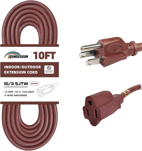 Vista 17 de Cable de Extensión HONDERSON, Certificación UL, Calibre 16, 1 Pie de Largo, Color Negro, 3 Puntas, Resistente, 16/3 SJTW, 13A, Cable de Energía