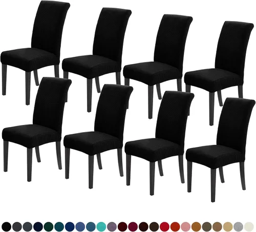 Vista 73 de Joccun - Juego de 2 fundas para sillas de comedor, fundas elásticas para sillas de comedor, fundas de asiento para sillas de comedor, funda de Negro