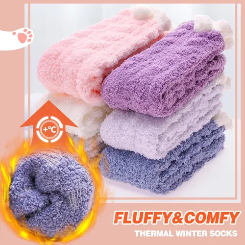 Vista 4 de EBMORE Womens Fuzzy Socks Slipper Fluffy Cozy Comfy Cabin Plush Warm Winter Sleep Home Soft Socks