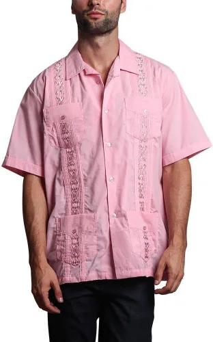 Vista 6 de G-style EE. UU. Remera playera mangas cortas de guayabera cubana para hombres
