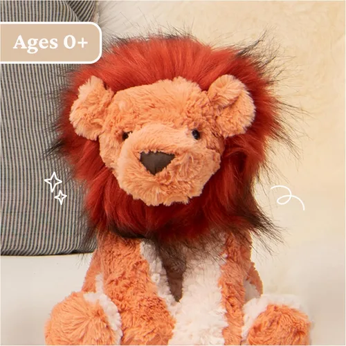 Vista 5 de GUND Cozys Collection - Animal de peluche de león para edades de 1 año en adelante, naranja/rojo, 10 pulgadas