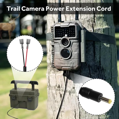 Vista 5 de Cable de alimentación para cámara Trail de 79 pulgadas: enchufe de CC de 0.157x0.067 in, cable de alimentación externo, compatible con cámaras