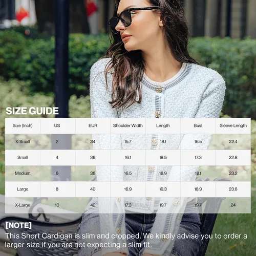 Vista 6 de URBAN REVIVO Women's Casual Cardigans Open Front Cardigan Pearl Button Slim Fit Vintage Long Sleeved Cropped Sweater Outwear