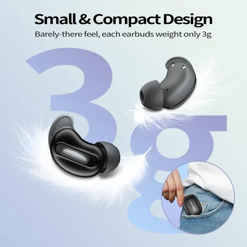 Vista 9 de Auriculares para dormir, mini ANC inalámbricos Bluetooth 5.4, graves profundos, auriculares estéreo de 48 horas, 4 micrófonos ENC con cancelación