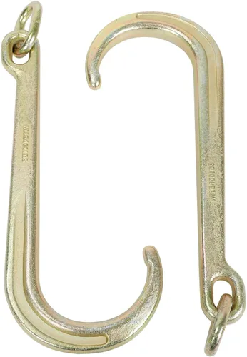 Vista 2 de Gancho en J chapado en zinc amarillo de 15 pulgadas, resistente grado G70, correa de eje de remolque Wrecker Roll Back Clevis (2 unidades)