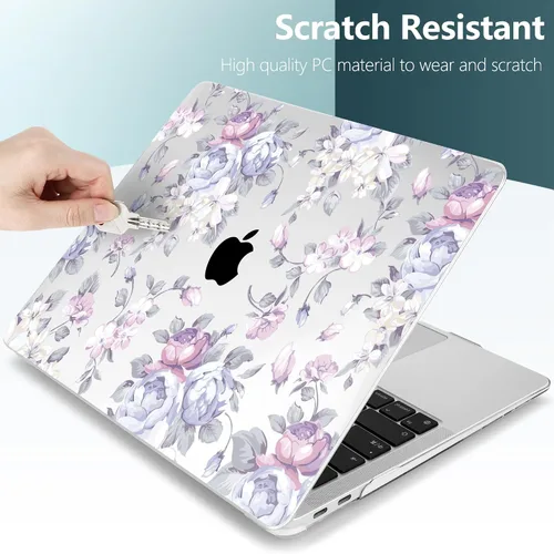 Vista 25 de TWOLSKOO Funda para MacBook Air de 13,3 pulgadas (versión antigua 2018-2021, modelos: M1 A2337, A2179, A1932) - Carcasa rígida con protector de Flor