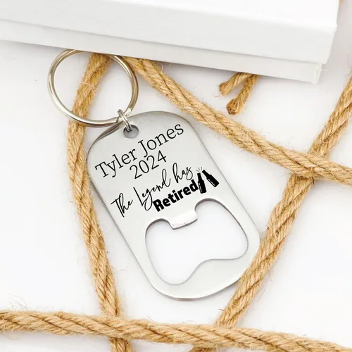 Vista 7 de Idea personalizada de regalo de jubilación, llavero abrebotellas, regalo de jubilación para él, abrebotellas para hombres, regalo para jubilados