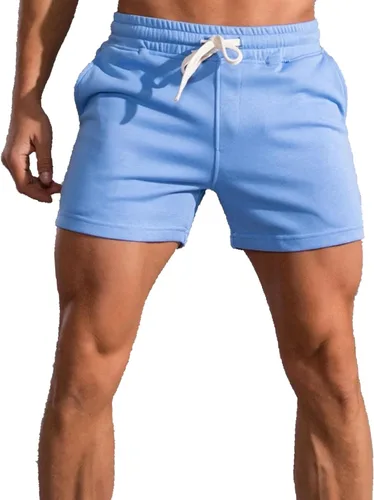 Vista 8 de Pantalones cortos de algodón de 5.5/7 pulgadas para hombre, pantalones cortos de entrenamiento de algodón con bolsillos