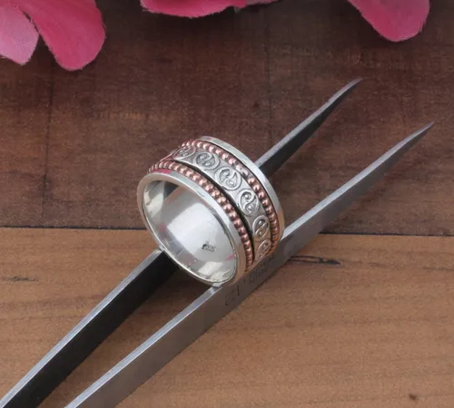 Vista 33 de Boho Spinner Ring, Mothers Day Gift, Silver 925 Women Ring, Sterling Silver 925 Ring, Fidget Spinner Ring,Women Silver Anxiety Ring