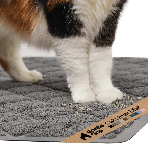 Vista 55 de GORILLA GRIP Tapete para caja de arena para gatos, resistente al agua, respaldo texturizado, fácil de limpiar, menos residuos y suelos limpios, 17 x