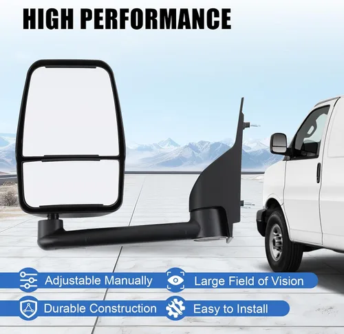 Vista 3 de JDMSPEED Espejo retrovisor lateral izquierdo del conductor compatible con Chevy Express GMC Savana 1500/2500/3500 2003-2019 con ajuste manual