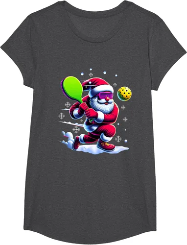 Vista 36 de Pickle Ball Navidad Santa Deporte Jugador Padel Raqueta Snow Camiseta Negro