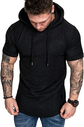 Vista 3 de Lexiart Sudadera deportiva con capucha para hombre, color liso, forro polar