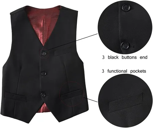 Vista 2 de Boys Formal 5 Piece Suit Vest Pants Set