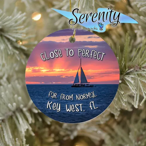 Vista 2 de Locations Adorno de cerámica para árbol de Navidad Key West Florida