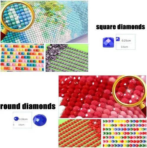 Vista 3 de Kits de pintura de diamantes de ciervo del bosque para adultos, kit de pintura por números para adultos, kits de arte de diamantes para adultos
