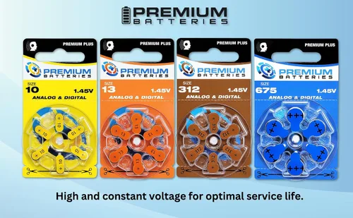 Vista 3 de Pilas Premium para audífonos, tamaño 10, 1.45V, con pestaña amarilla (6 pilas)
