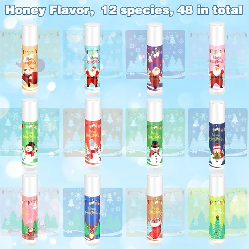 Vista 2 de Juego de 144 bálsamos labiales de Navidad, 48 bálsamos labiales de Feliz Navidad, regalos de agradecimiento para compañeros de trabajo, amigas